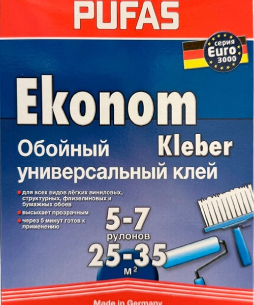 PUFAS EURO 3000 Ekonom Клей обойный универсальный, 250г. Германия (25-35 м.кв.)